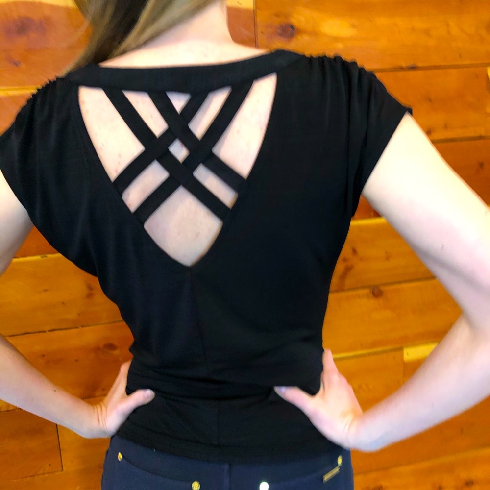 Black Heartsoul Criss-Cross Back Blouse